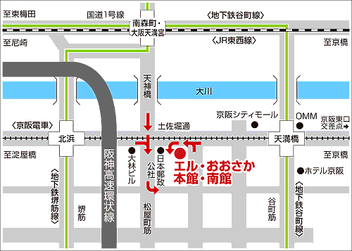 地図：エル・おおさか（大阪府立労働センター）